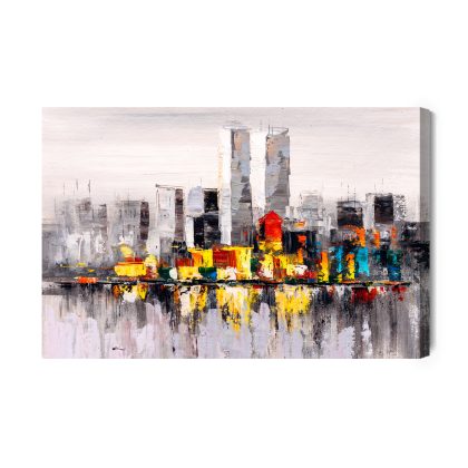 Canvas print Abstract city skyline with reflections