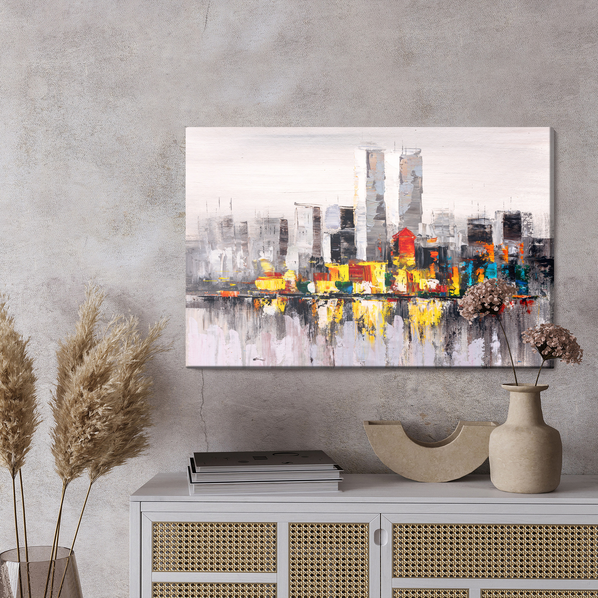 Canvas print Abstract city skyline with reflections - Image 3