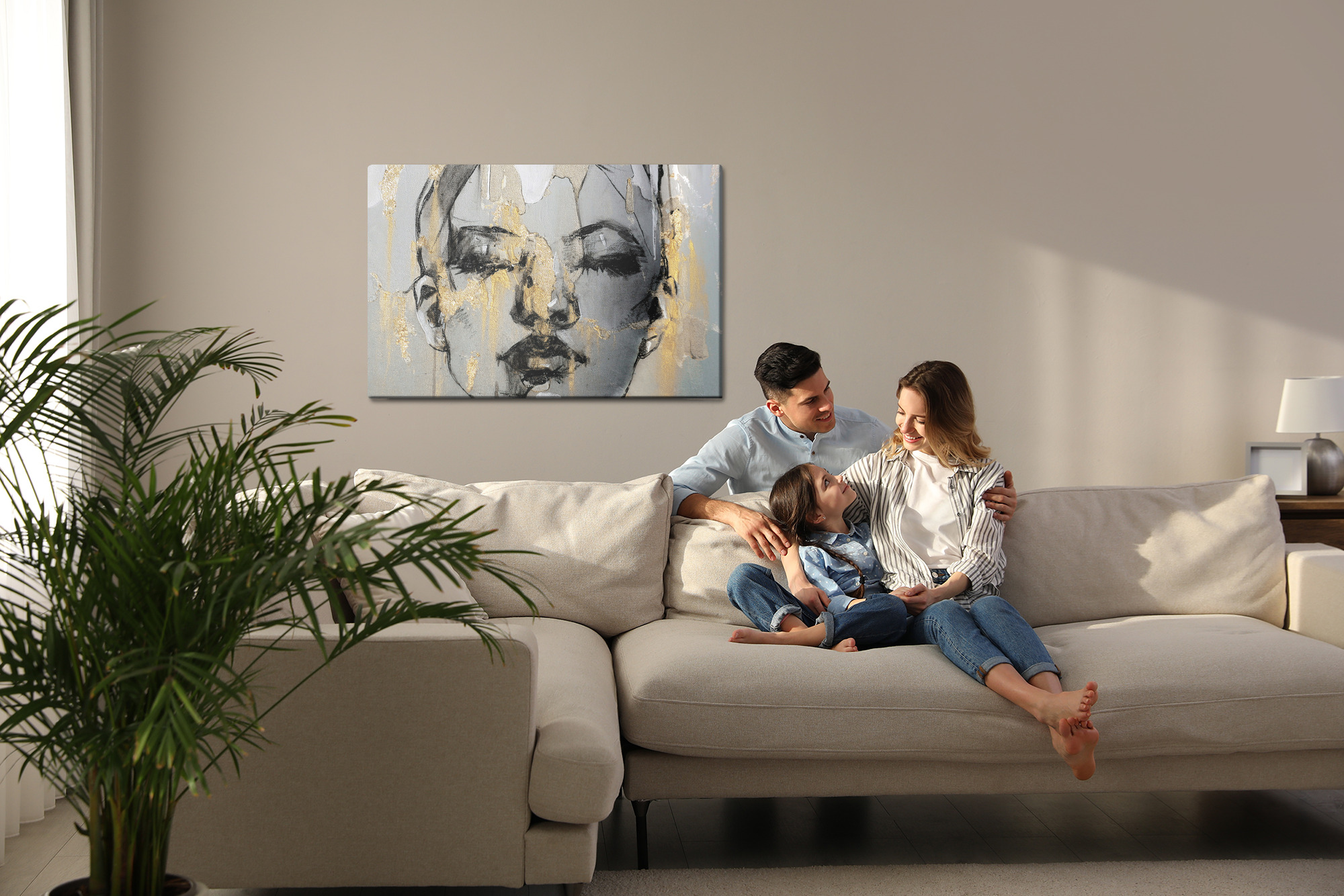 Obraz na płótnie Nowoczesny portret kobiety ze złotem - obrazek 7