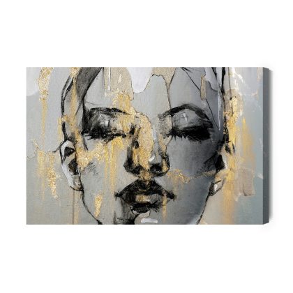 Canvas print Modern woman portrait with gold