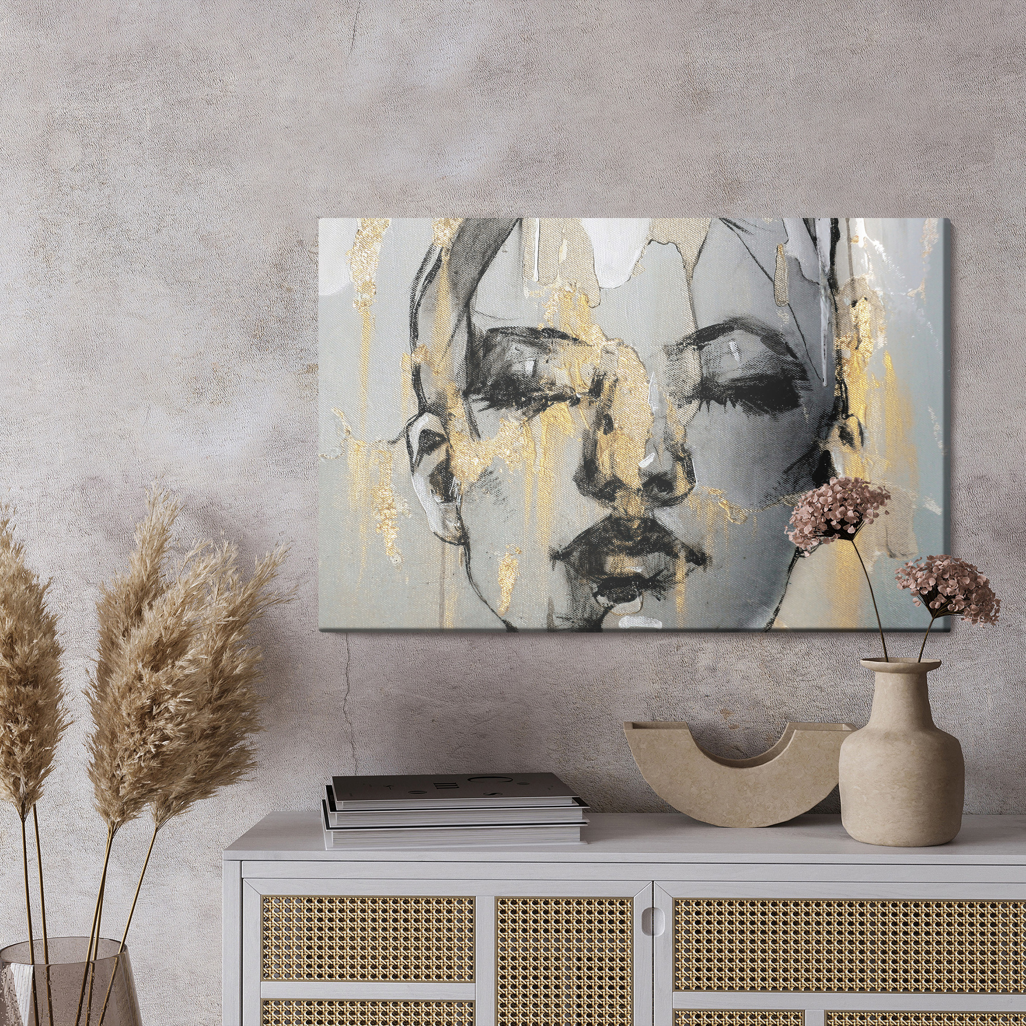 Obraz na płótnie Nowoczesny portret kobiety ze złotem - obrazek 3