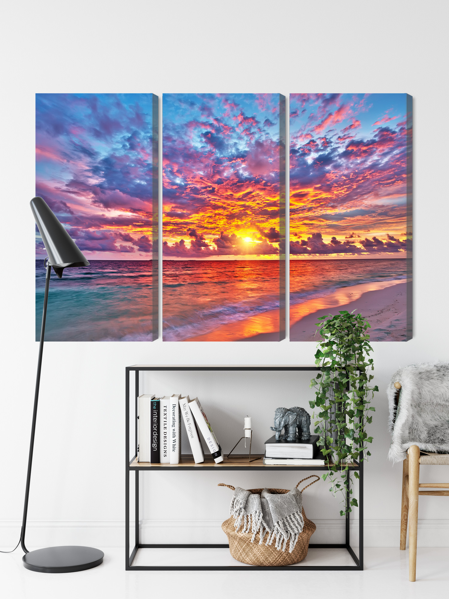 Multi-panel canvas wall art sunset over the ocean - Image 8