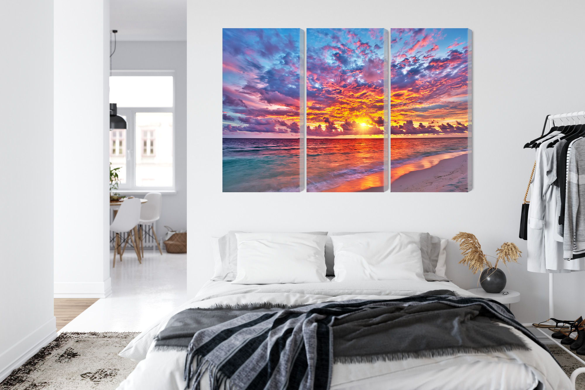 Multi-panel canvas wall art sunset over the ocean - Image 6