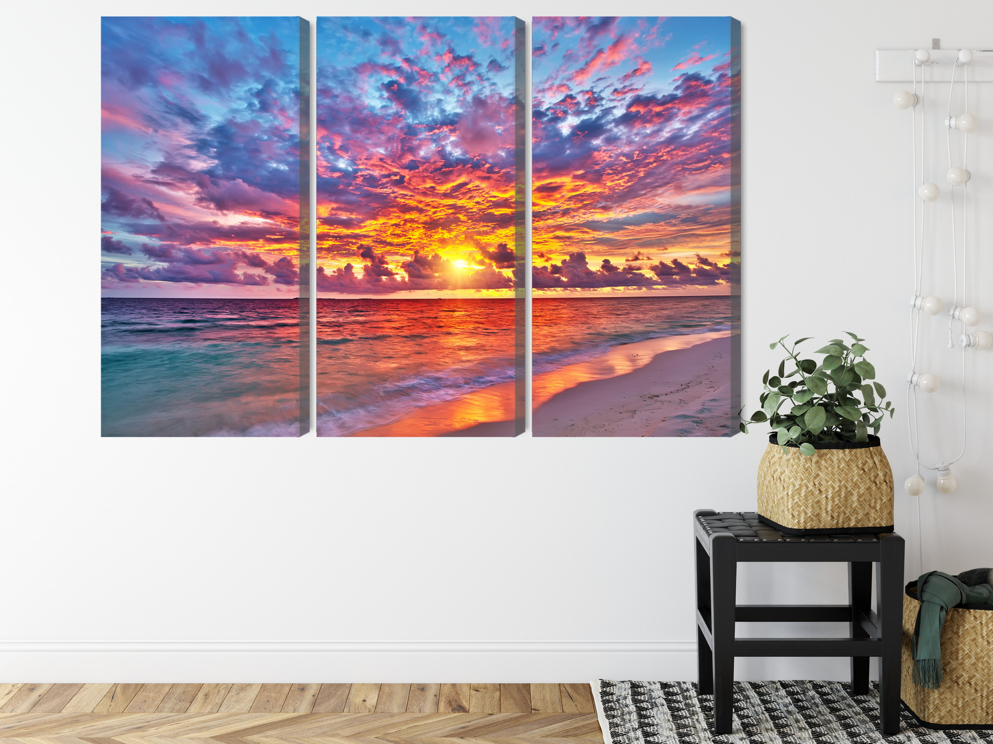 Multi-panel canvas wall art sunset over the ocean - Image 7
