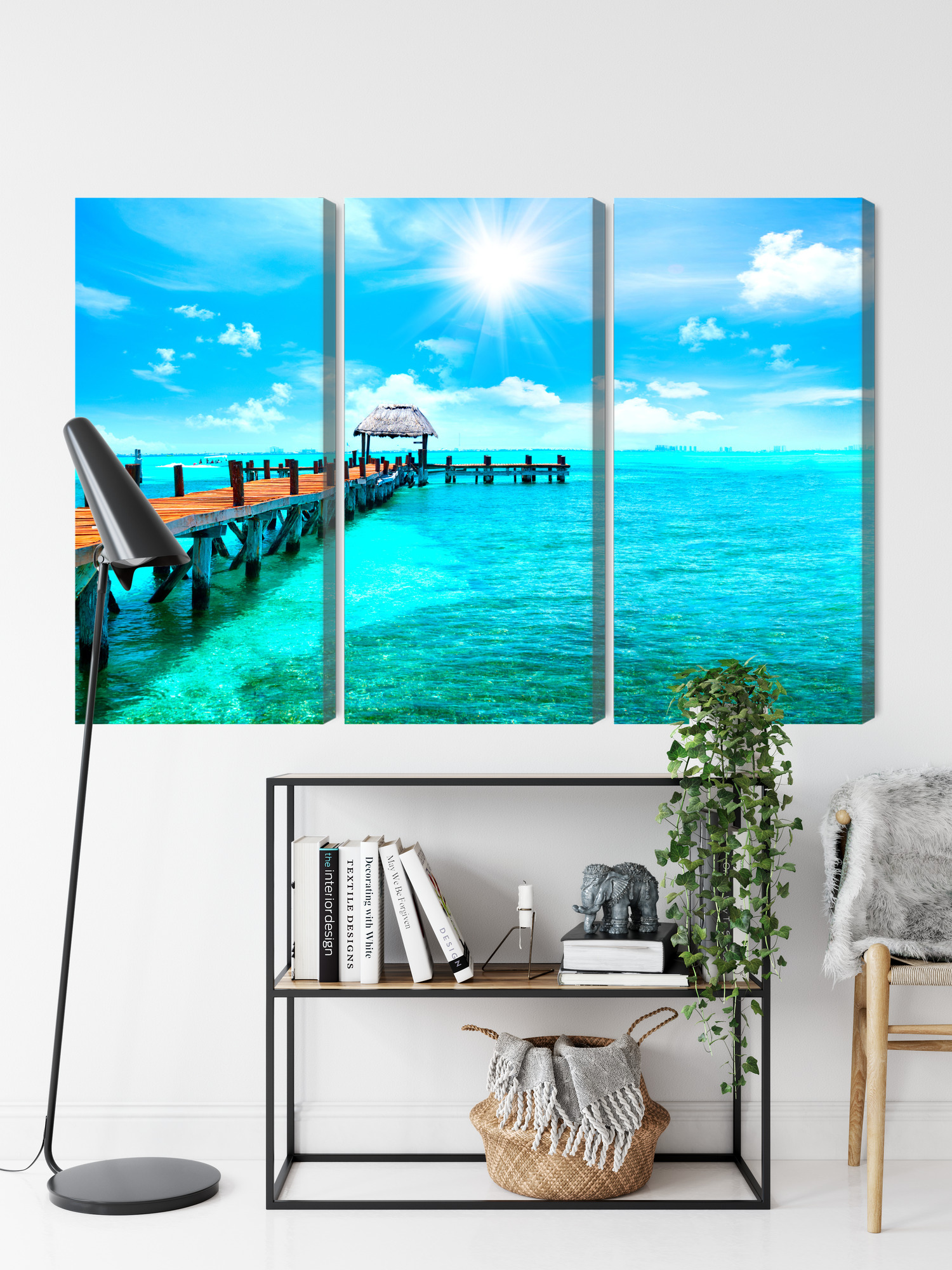 Multi-panel canvas wall art turquoise sea and sunny pier - Image 8