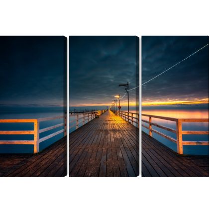 Multi-panel canvas wall art evening pier under clouds