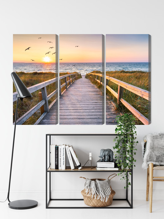 Multi-panel canvas wall art pier at sea at sunset - Image 9