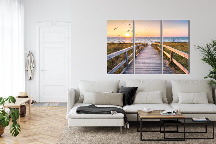 Multi-panel canvas wall art pier at sea at sunset - Image 6