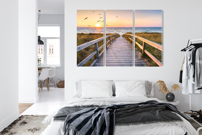 Multi-panel canvas wall art pier at sea at sunset - Image 7