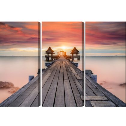 Multi-panel canvas print Pier at sunset