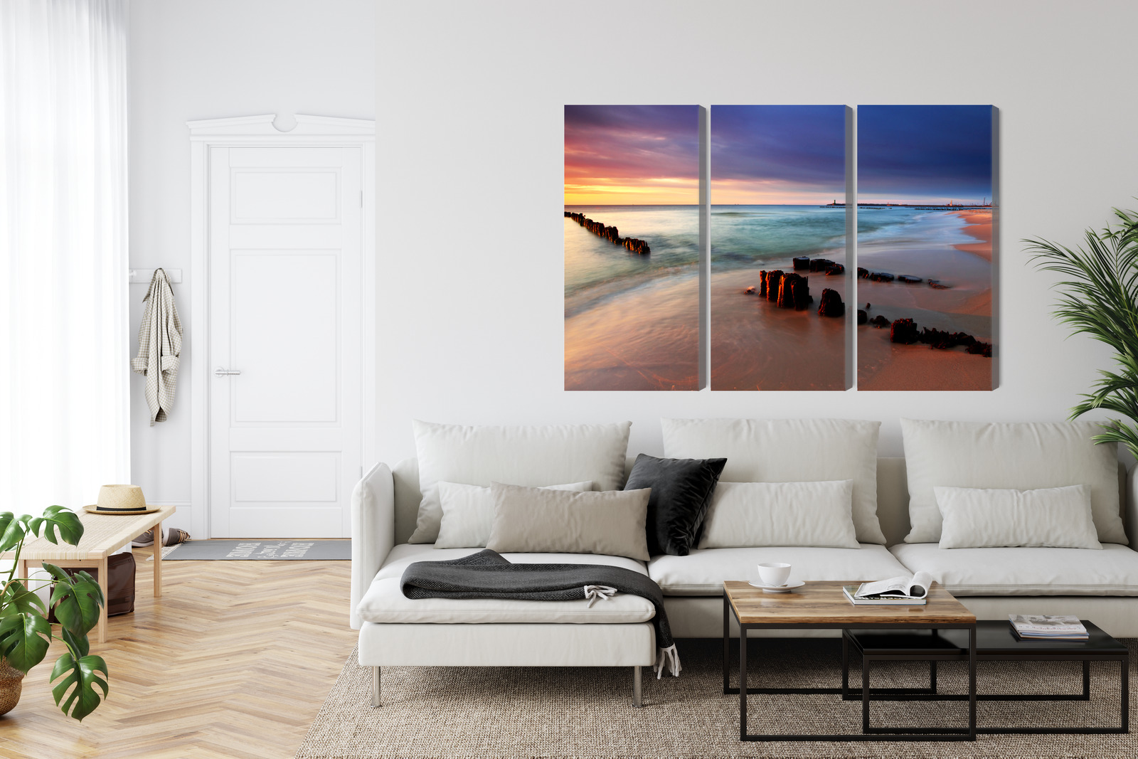 Multi-panel canvas print Baltic Sea at dusk on the beach - Image 5