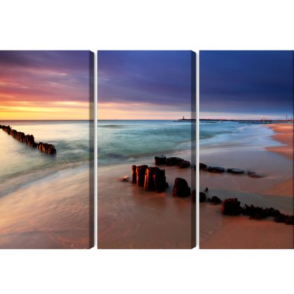 Multi-panel canvas print Baltic Sea at dusk on the beach