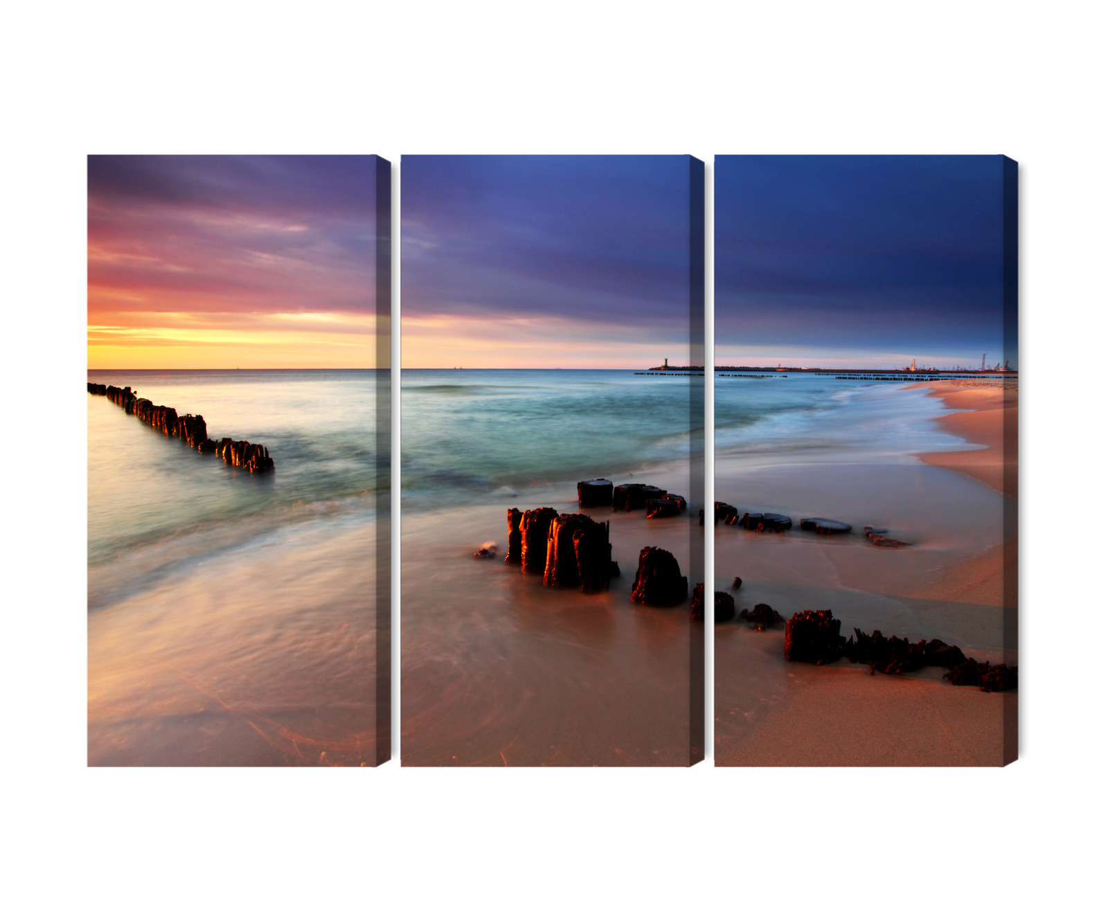 Multi-panel canvas print Baltic Sea at dusk on the beach