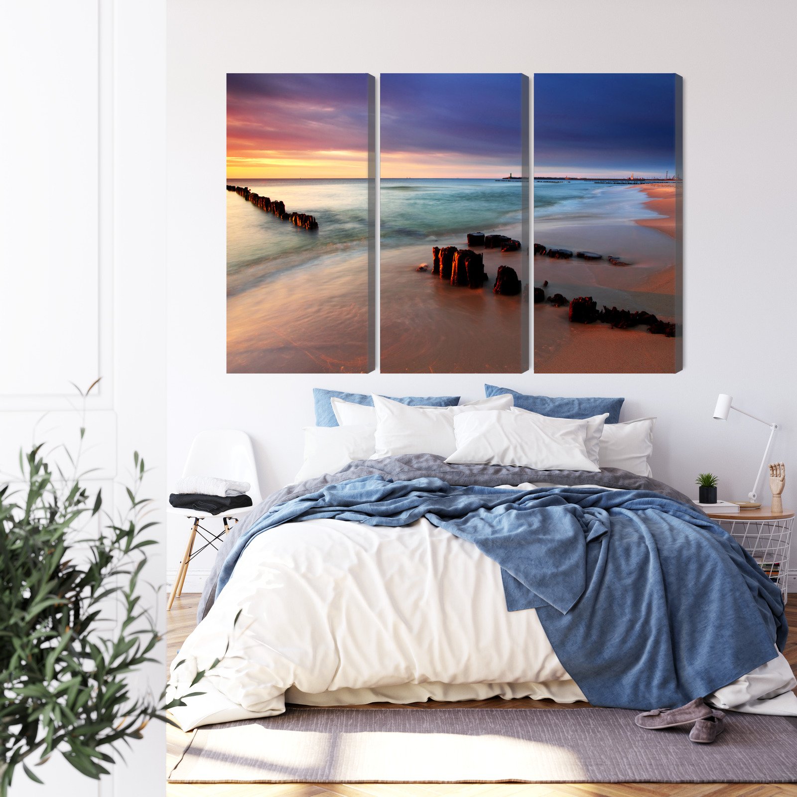 Multi-panel canvas print Baltic Sea at dusk on the beach - Image 2