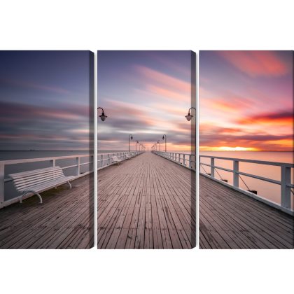Triptych Orlowo Pier in Gdynia, canvas print