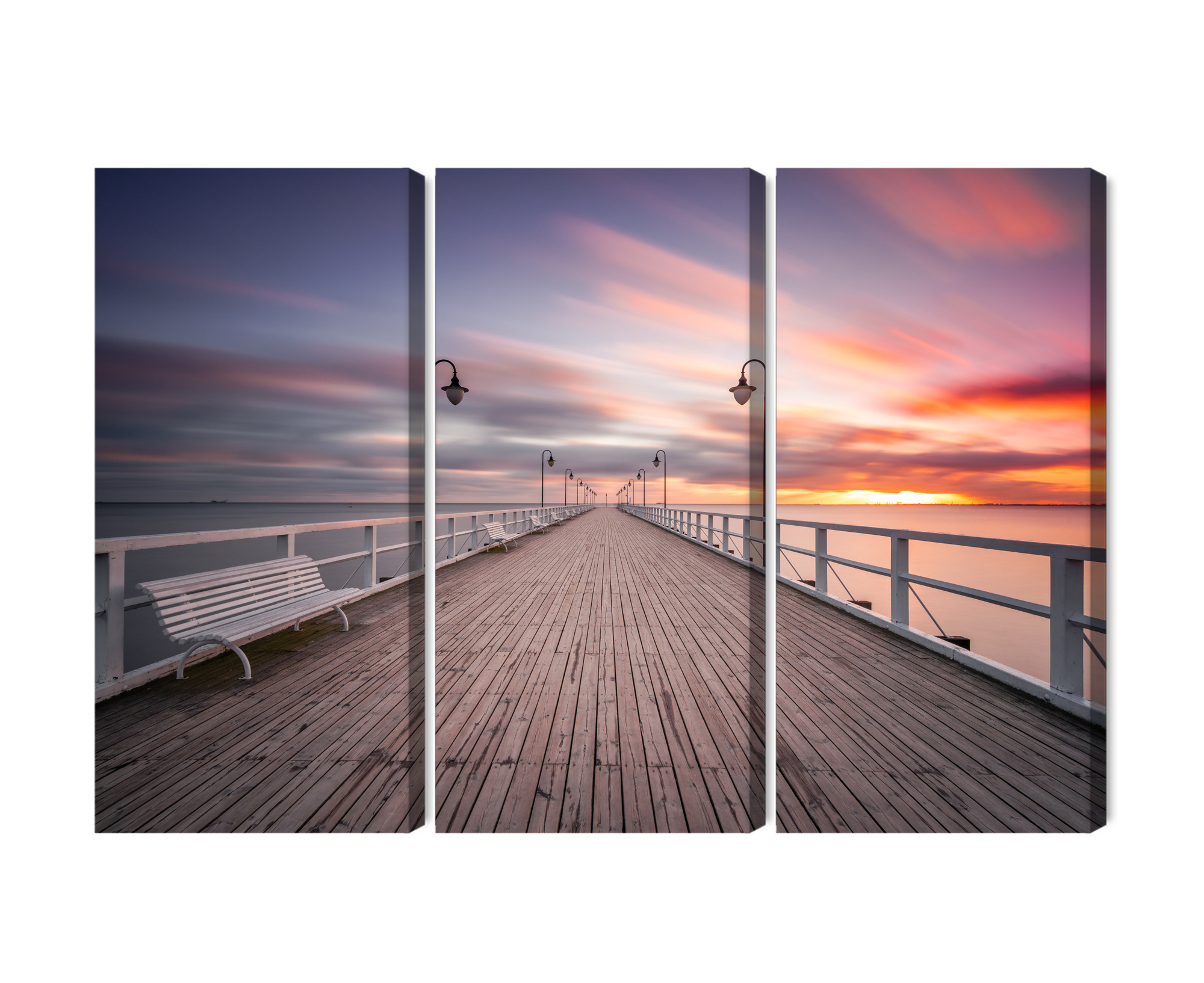 Triptych Orlowo Pier in Gdynia, canvas print
