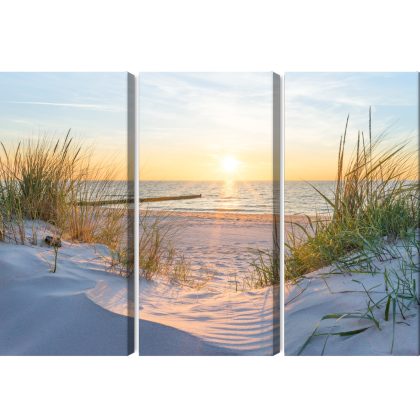 Triptych Sunset over the Baltic Sea, canvas print
