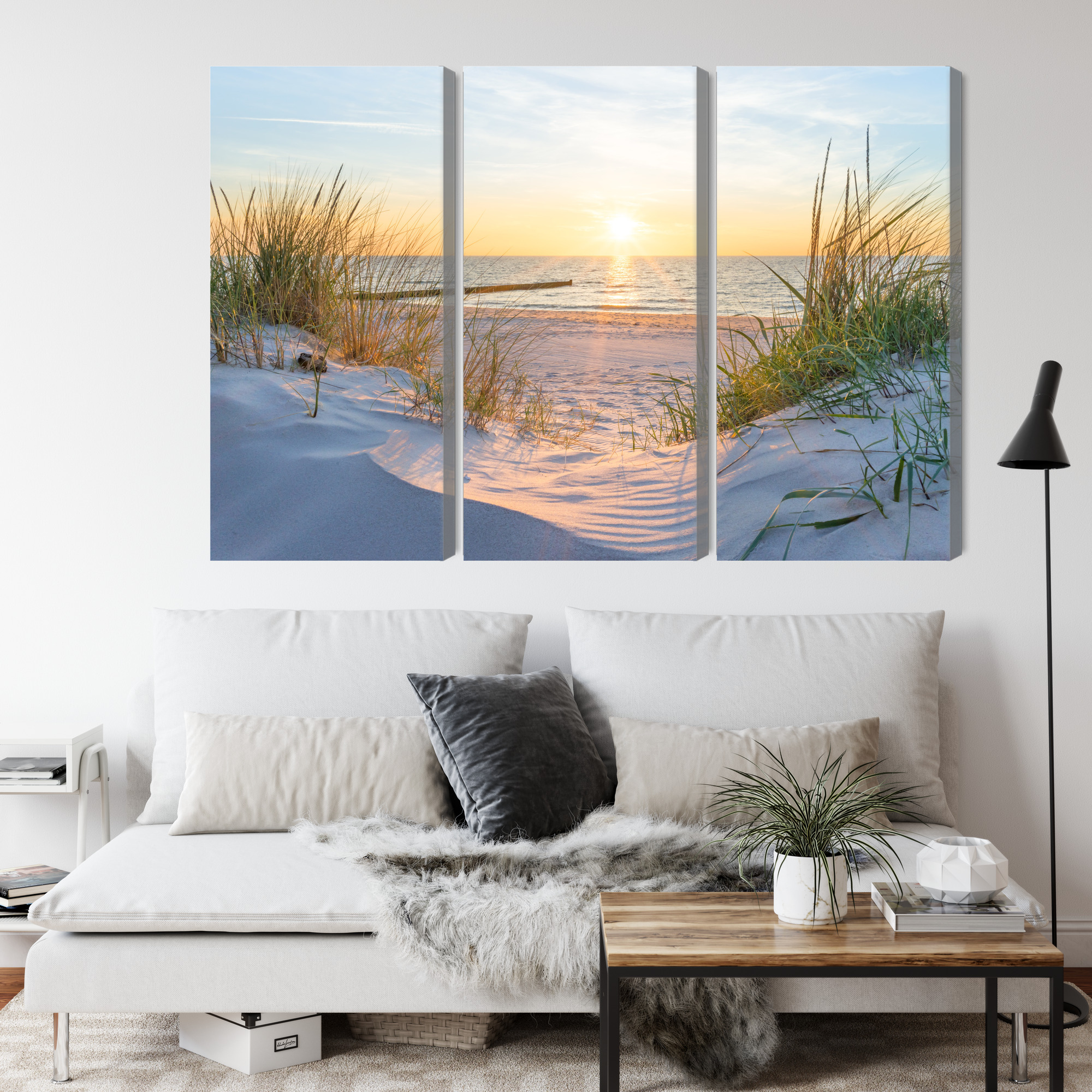 Triptych Sunset over the Baltic Sea, canvas print - Image 3