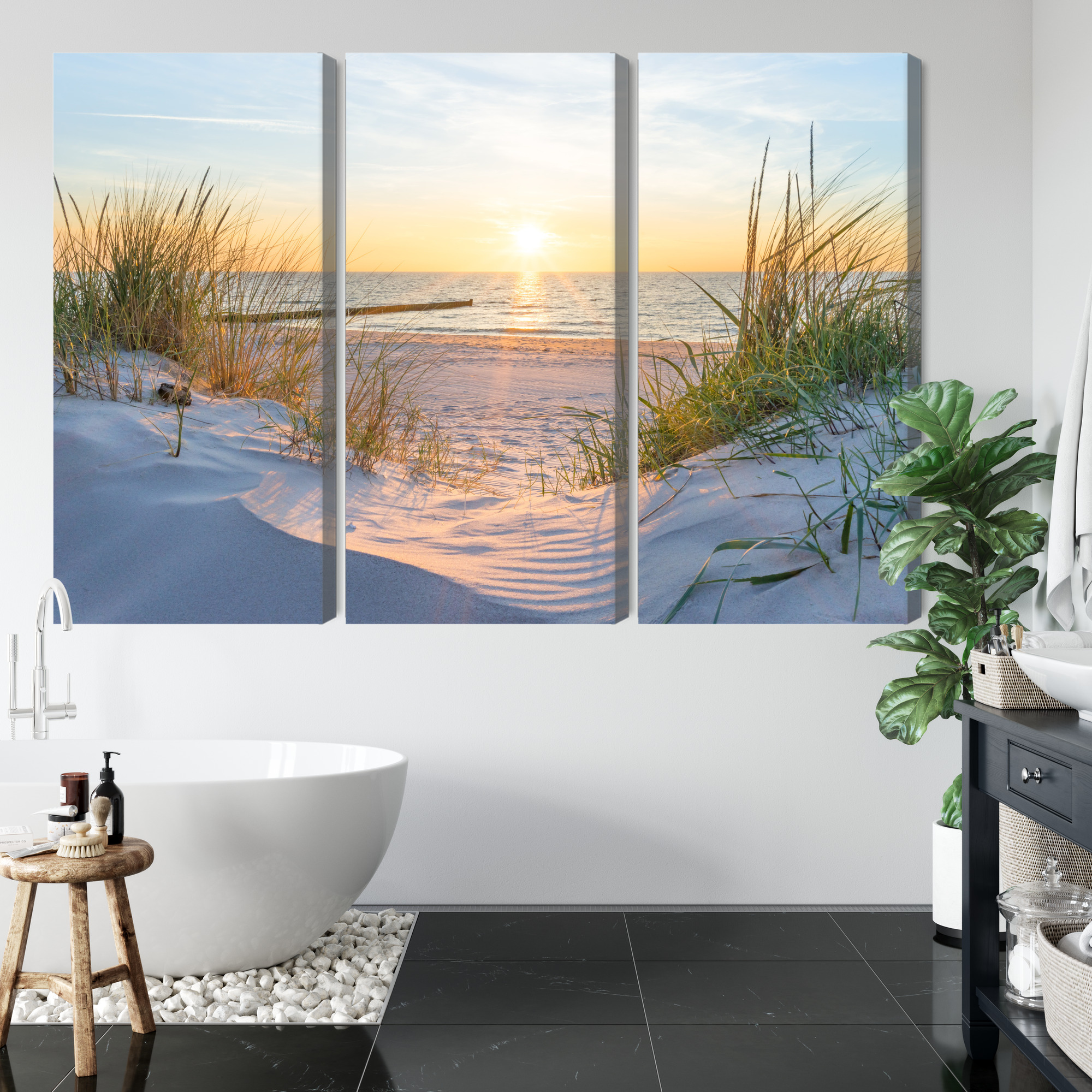 Triptych Sunset over the Baltic Sea, canvas print - Image 4