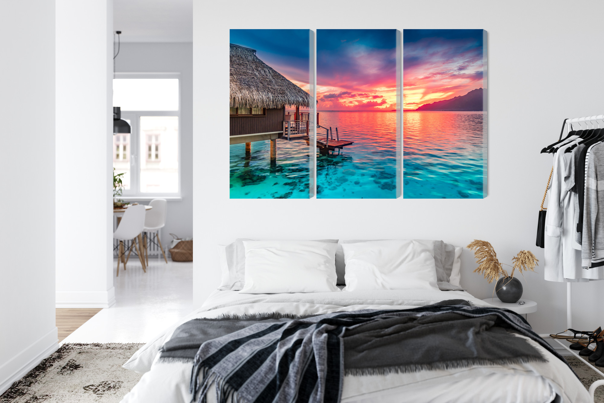 Multi-panel canvas print Tropical sunset over a lagoon - Image 6