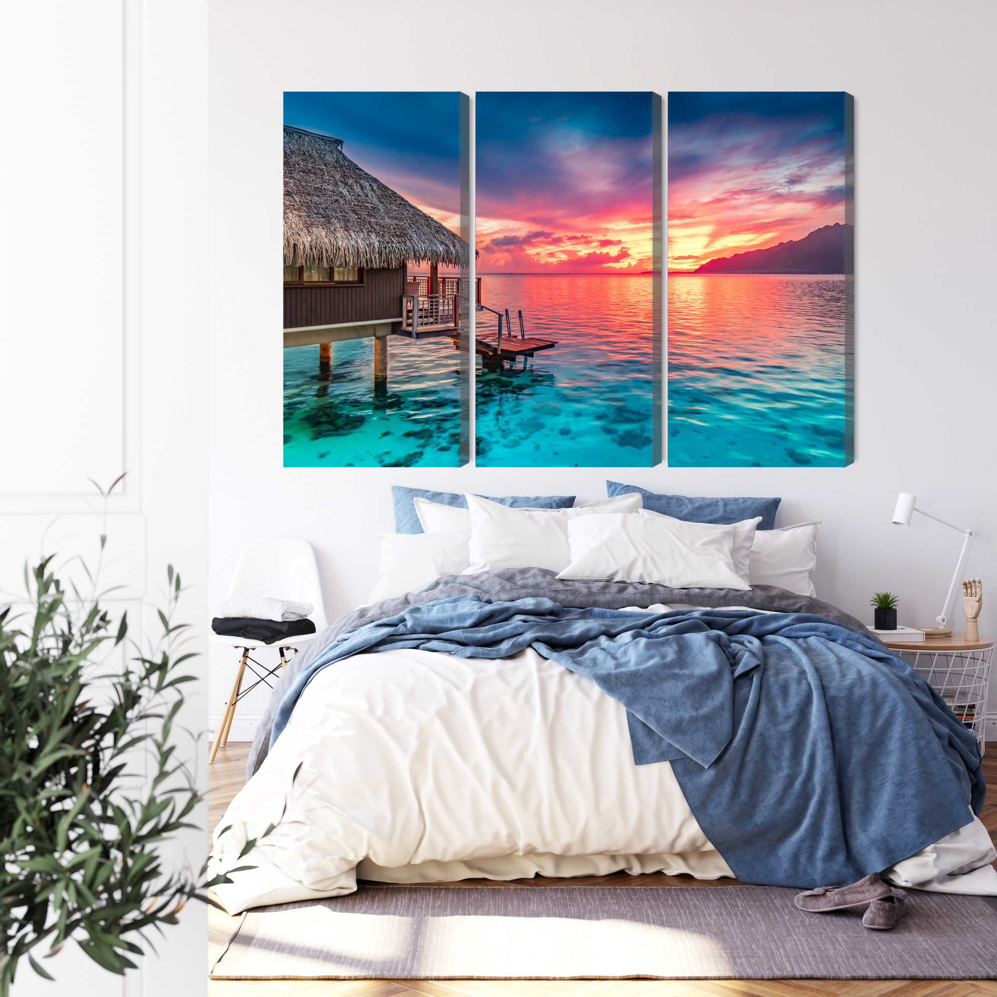Multi-panel canvas print Tropical sunset over a lagoon - Image 2