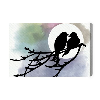 Canvas Print Birds on a Branch at Dusk