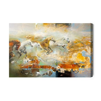 Canvas Print Horses in a Painterly Rush