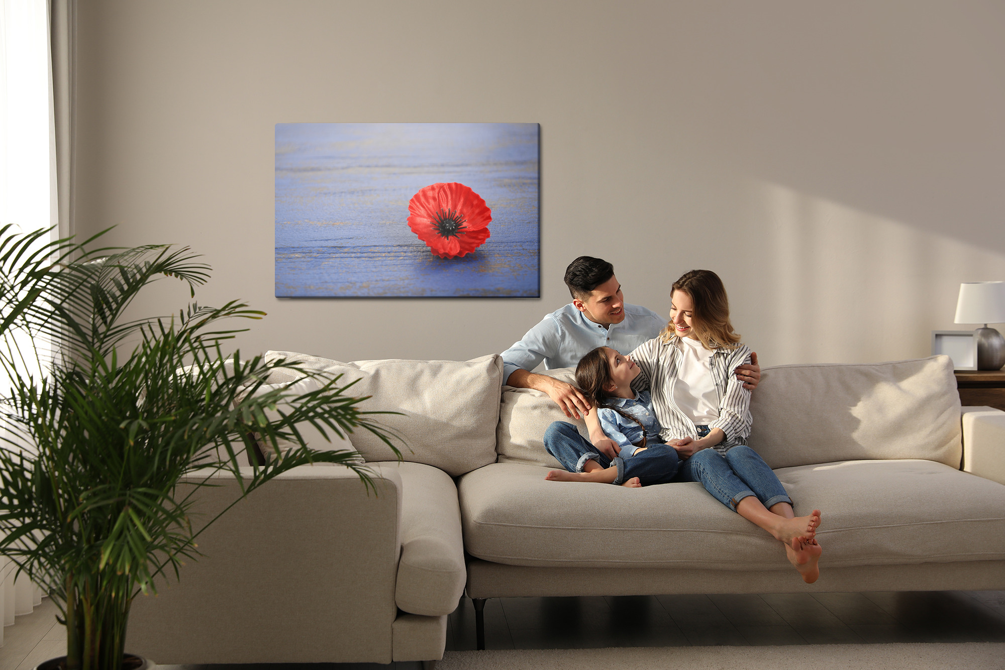 Leinwandbild Roter Mohn auf blauem Hintergrund – Bild 7