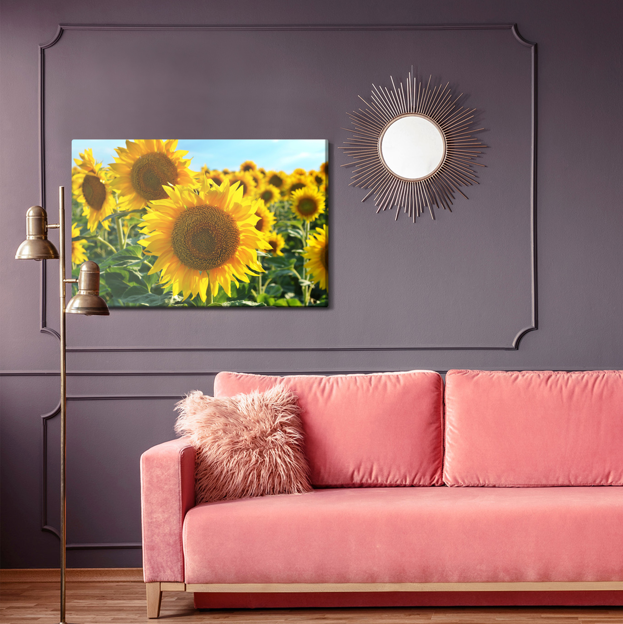 Sunflower Field in the Summer Sun. Canvas Print - Image 7