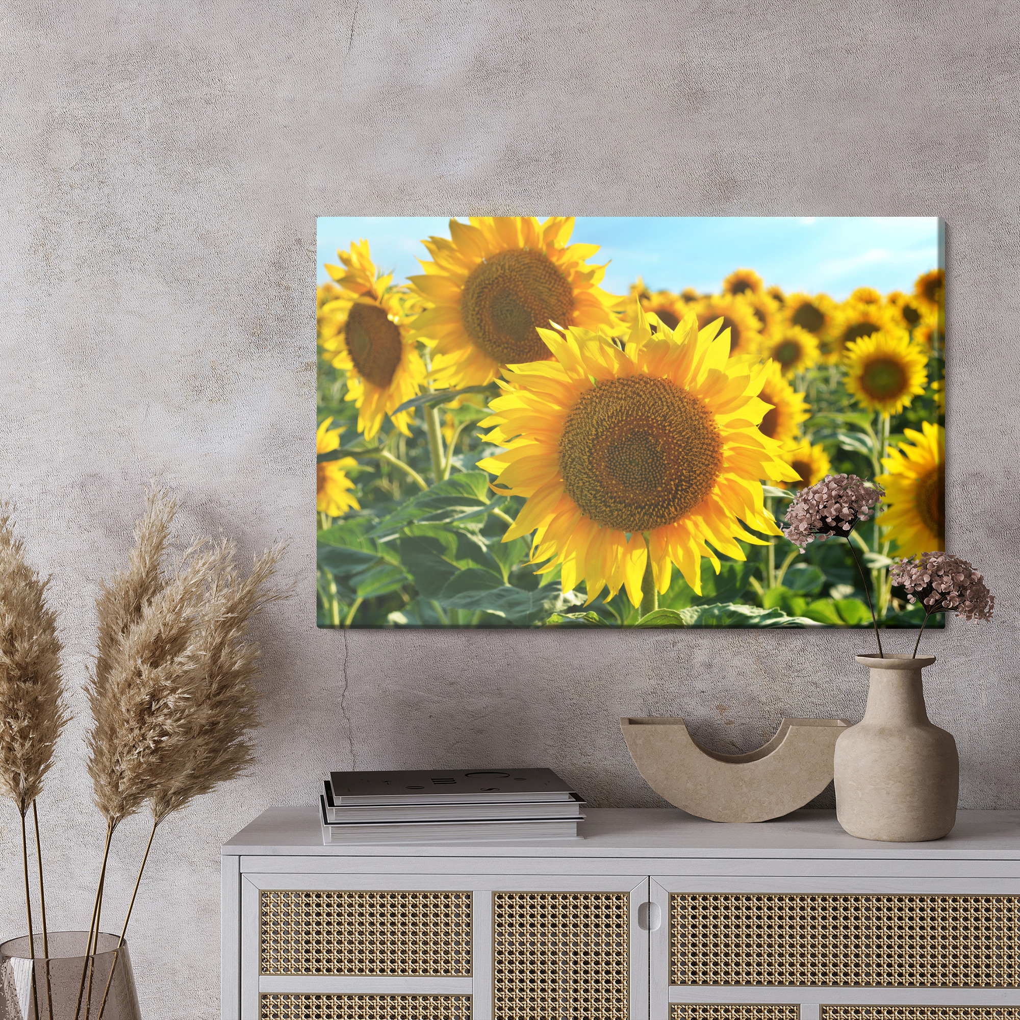 Sunflower Field in the Summer Sun. Canvas Print - Image 6