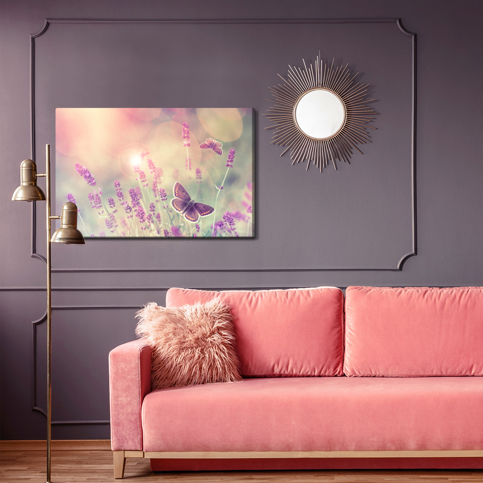 Leinwandbild Schmetterlinge zwischen blühendem Lavendel – Bild 4