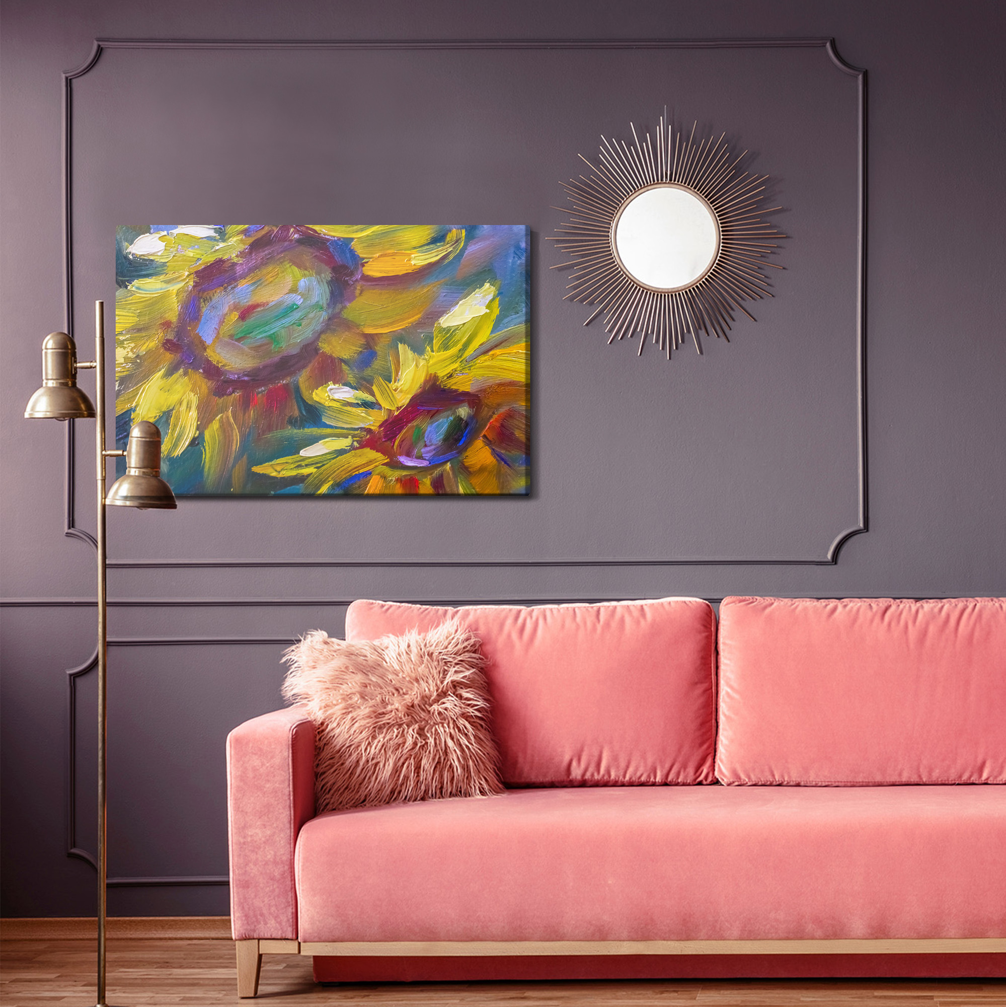 Sunflowers in Painterly Colours. Canvas Print - Image 7