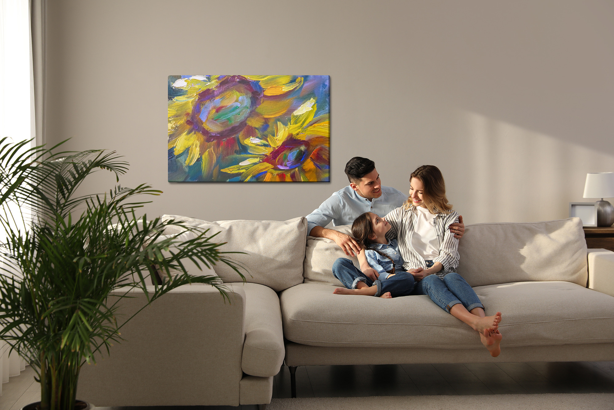 Sunflowers in Painterly Colours. Canvas Print - Image 10
