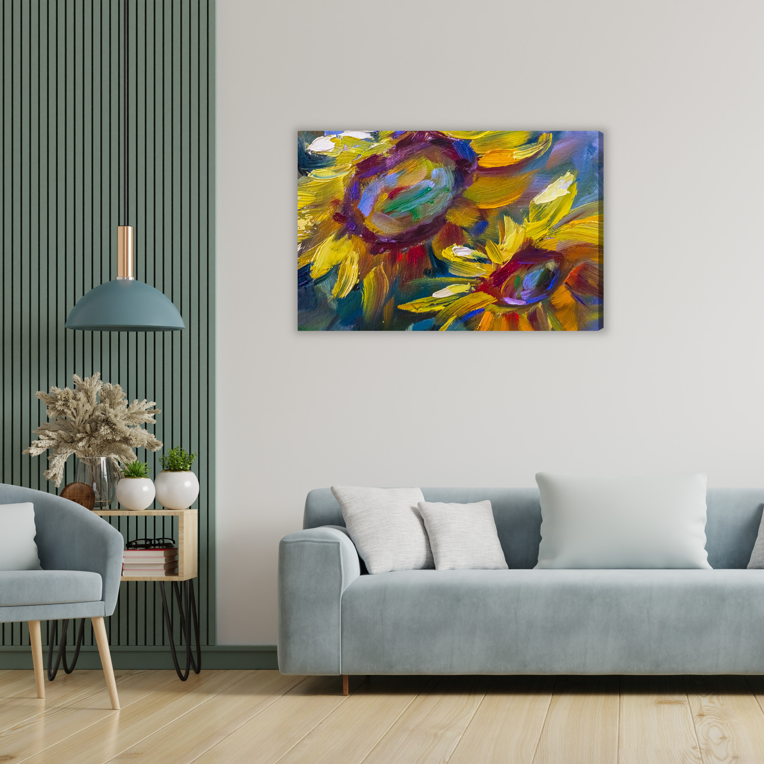 Sunflowers in Painterly Colours. Canvas Print - Image 4