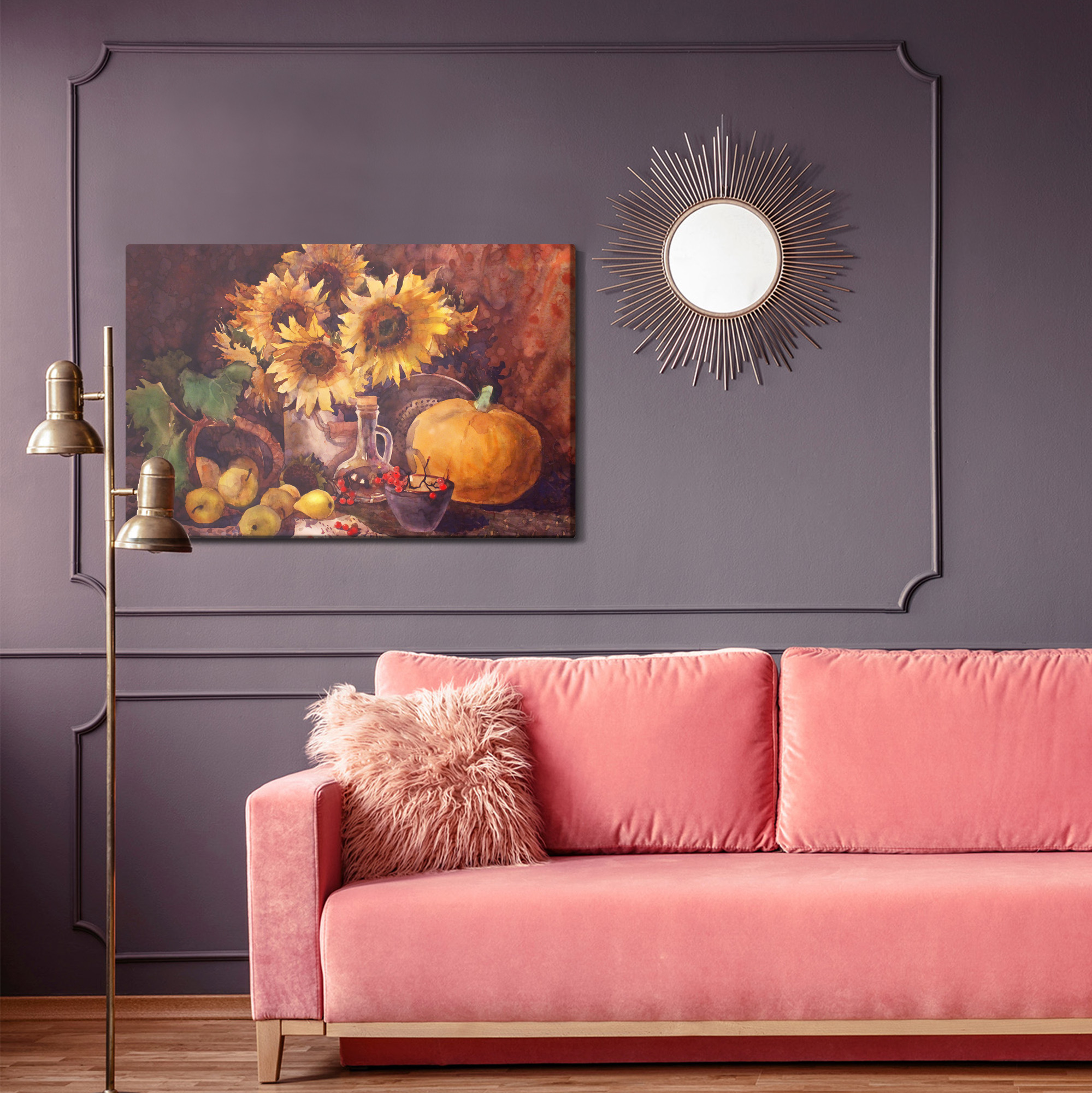 Autumn Still Life with Sunflowers. Canvas Print - Image 6