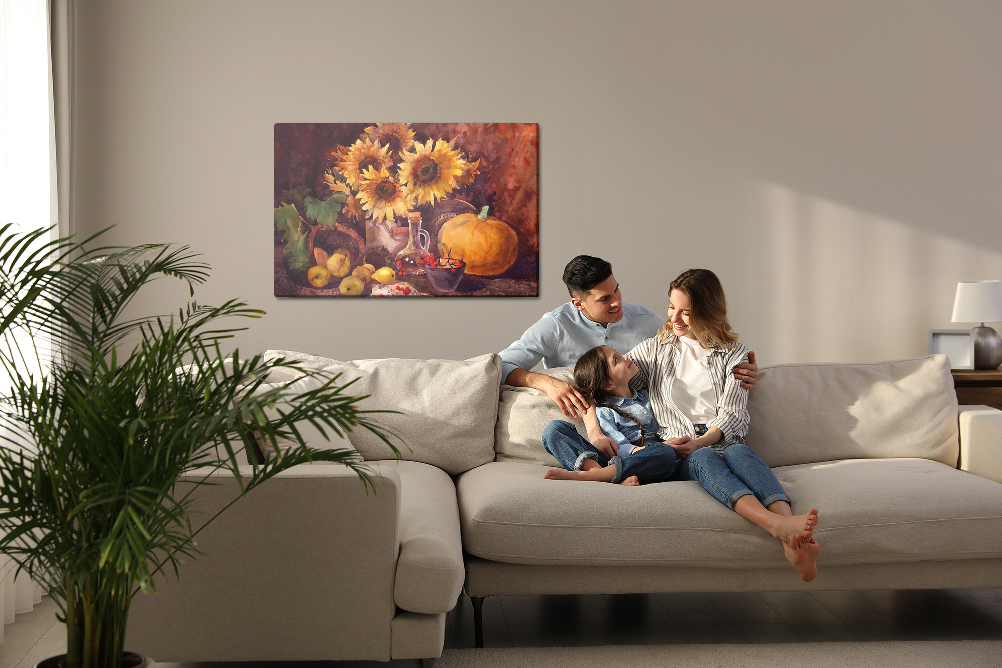 Autumn Still Life with Sunflowers. Canvas Print - Image 11