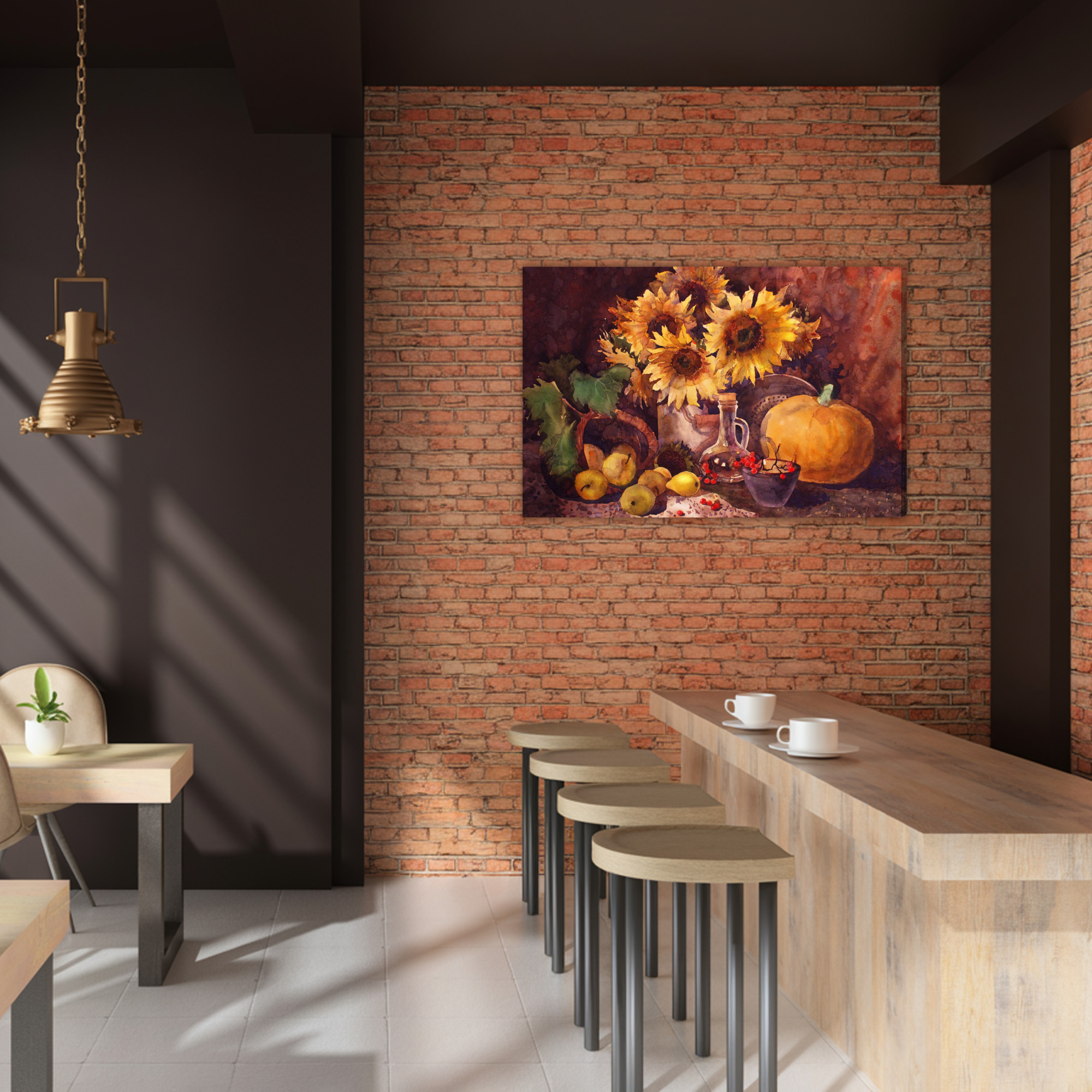 Autumn Still Life with Sunflowers. Canvas Print - Image 3