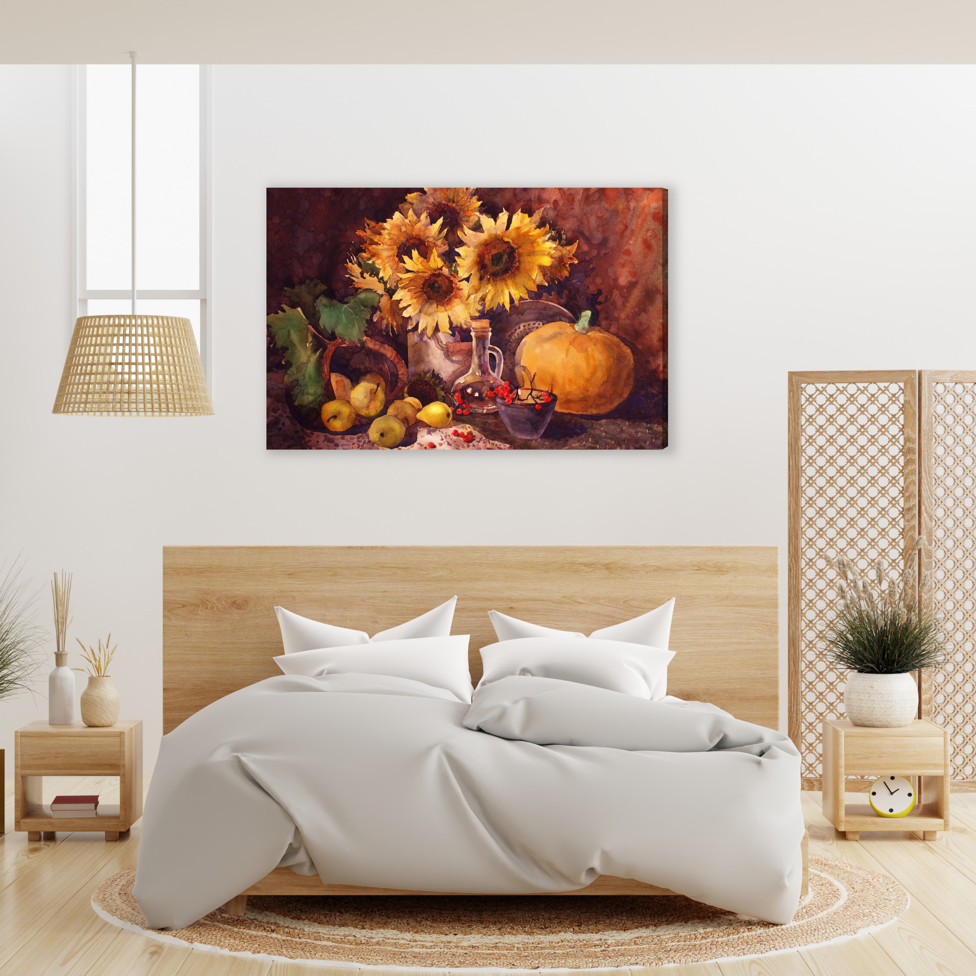 Autumn Still Life with Sunflowers. Canvas Print - Image 9