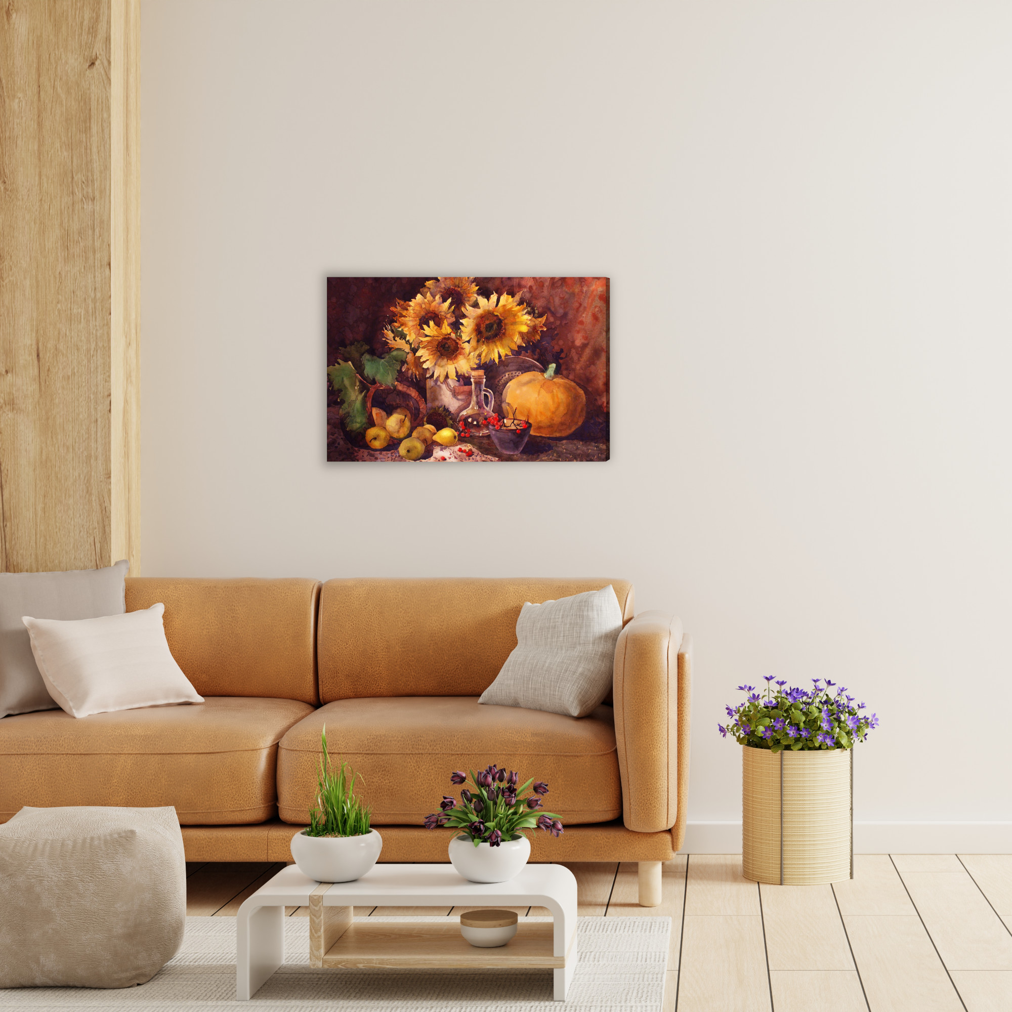 Autumn Still Life with Sunflowers. Canvas Print - Image 8