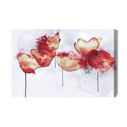 Canvas Print Abstract Red Poppies in Watercolor Style