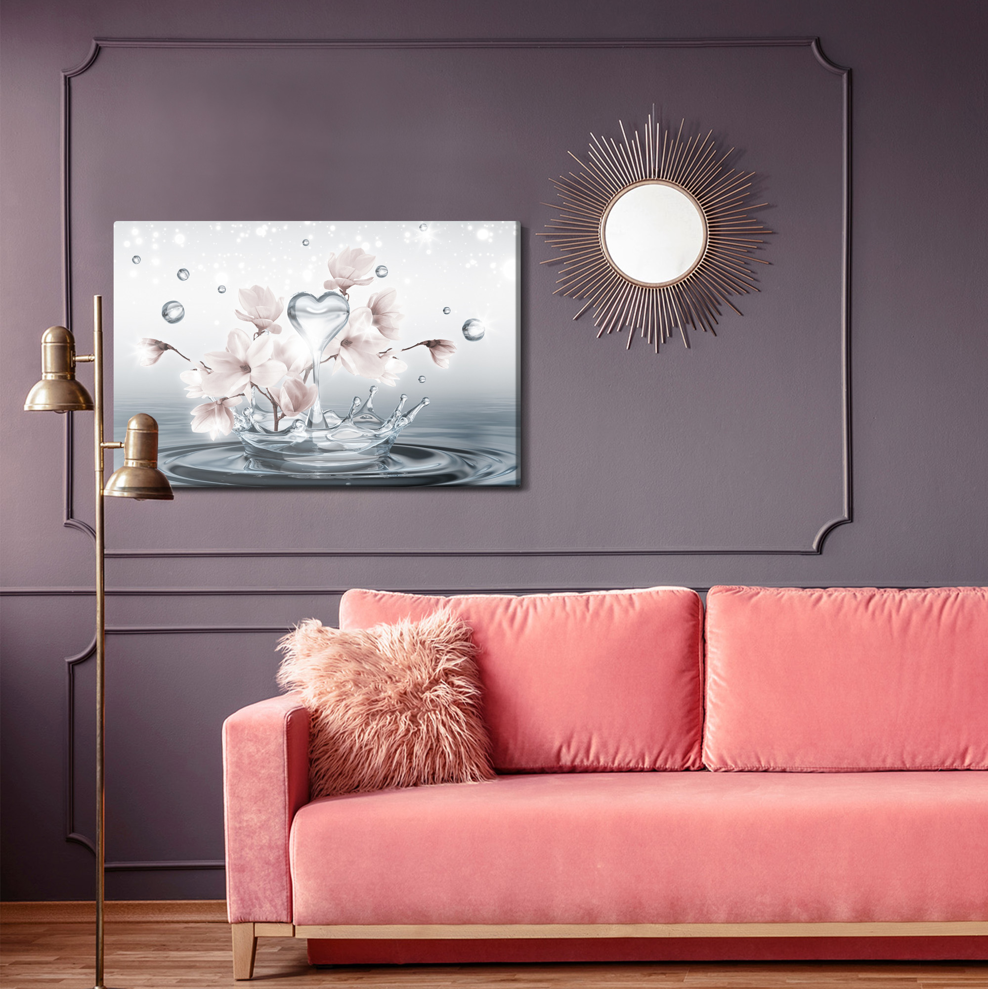 Leinwandbild Blumen Herz und Magie des Wassers – Bild 3
