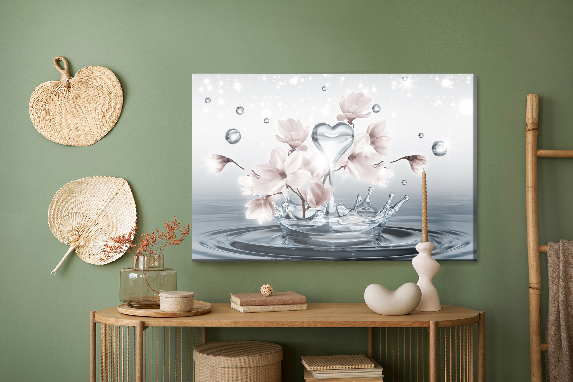 Leinwandbild Blumen Herz und Magie des Wassers – Bild 4