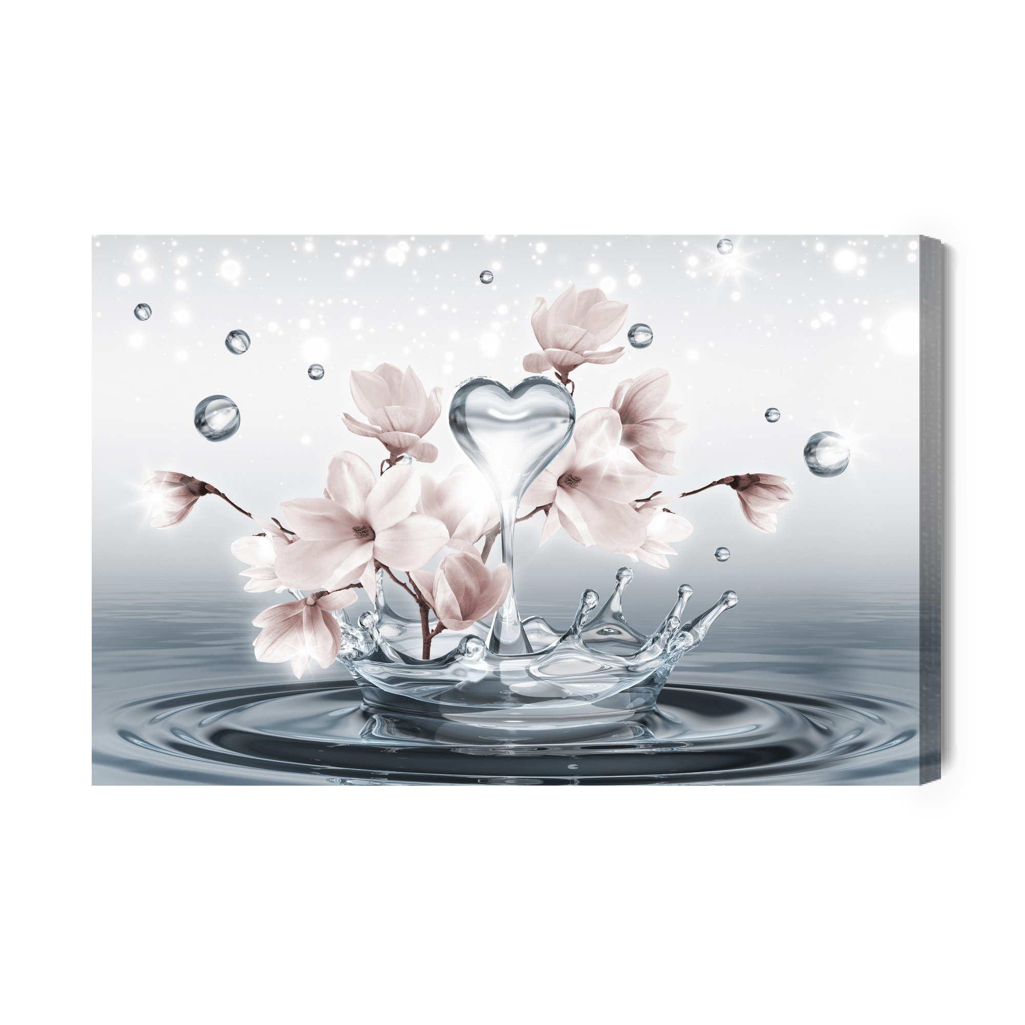 Leinwandbild Blumen Herz und Magie des Wassers
