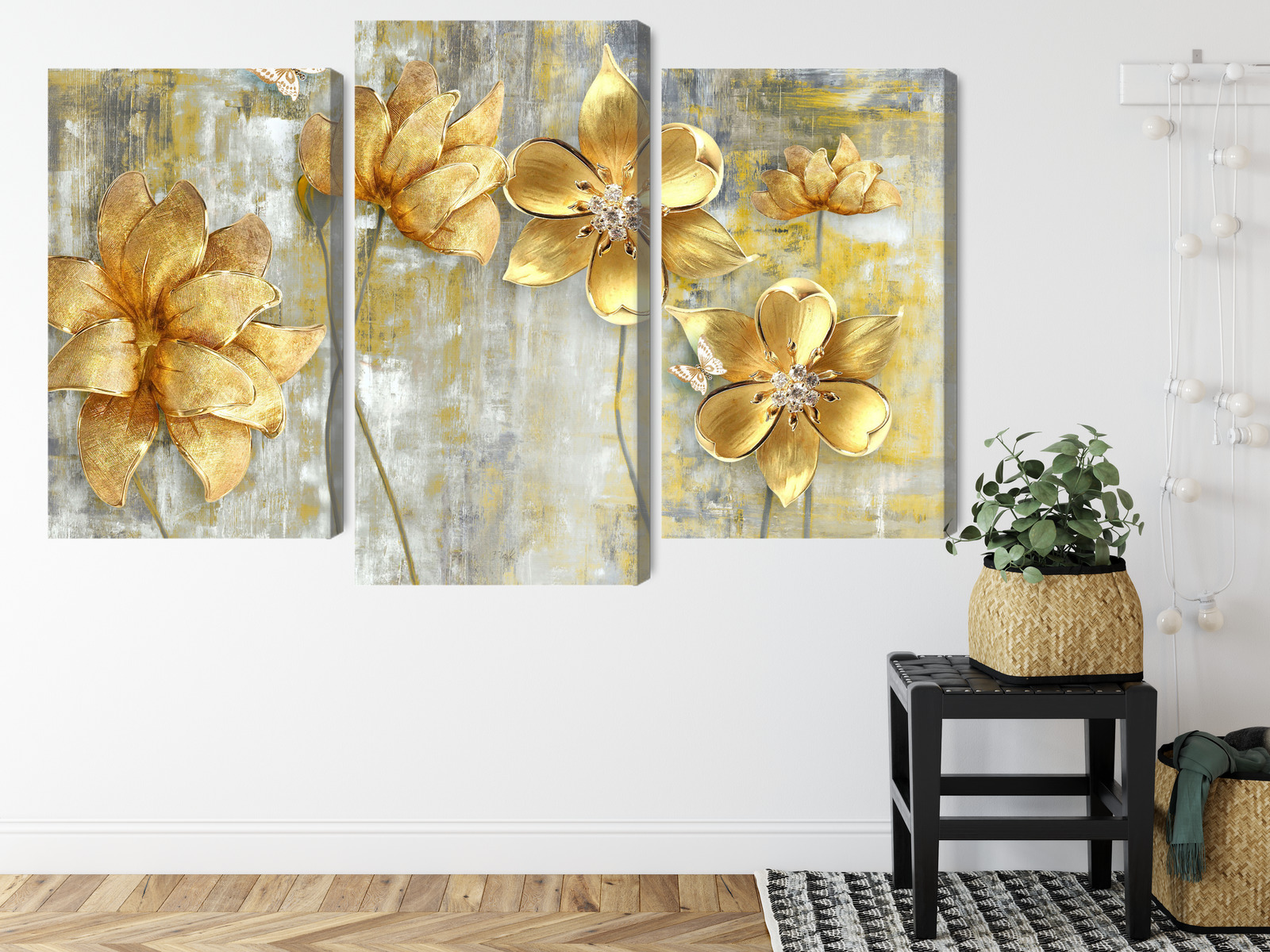 Triptych canvas print golden glamour flowers - Image 7