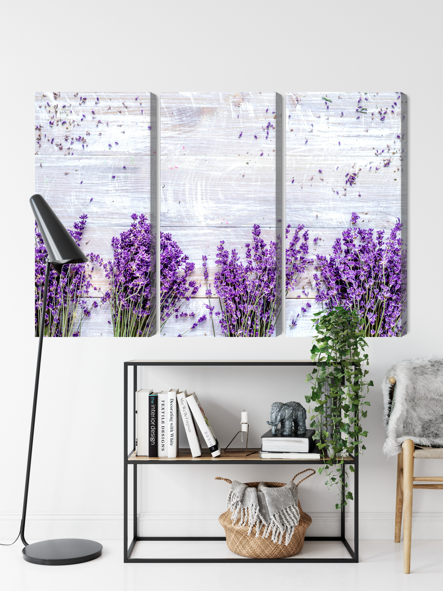 Triptych canvas print lavender on light wood - Image 8