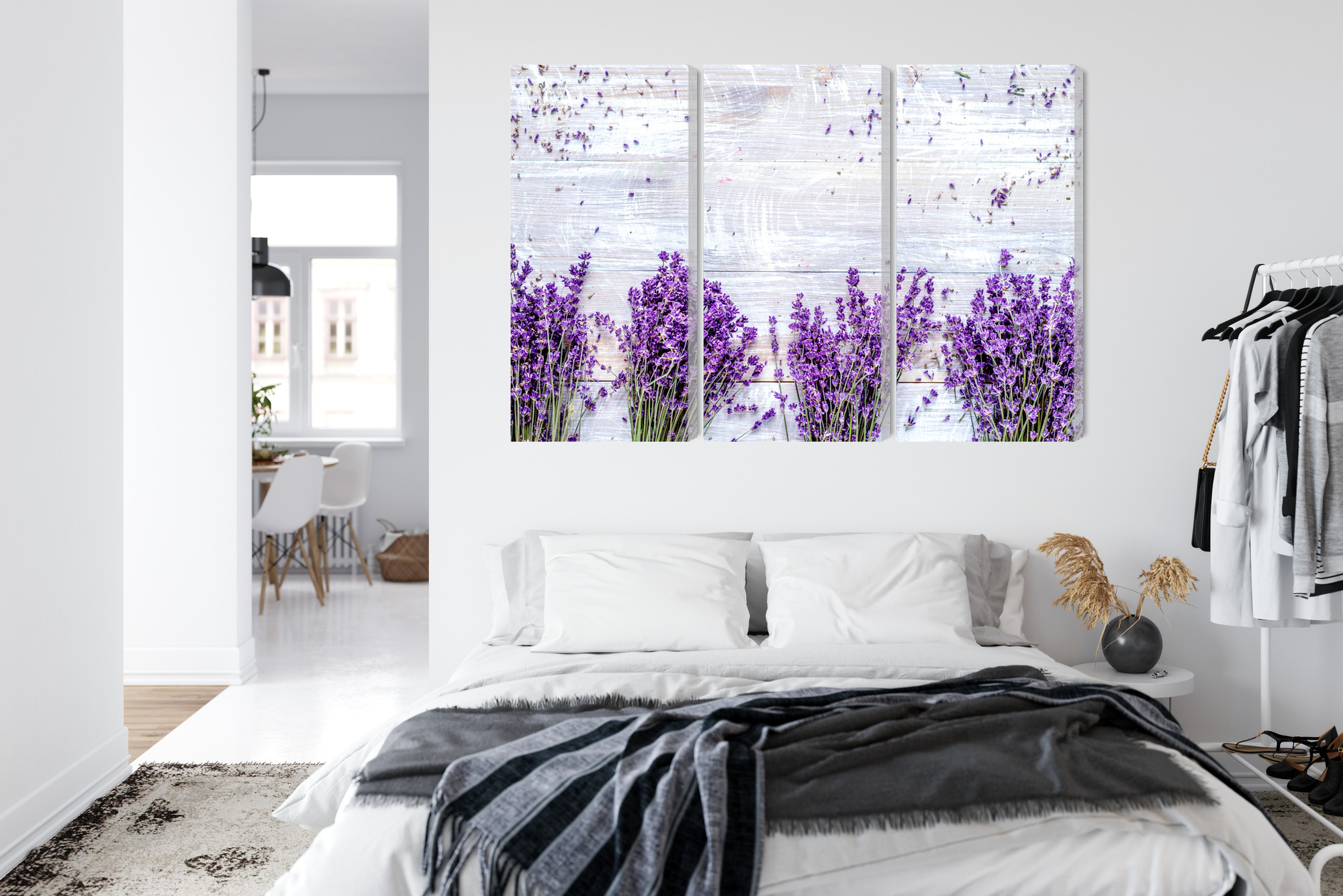 Triptych canvas print lavender on light wood - Image 6