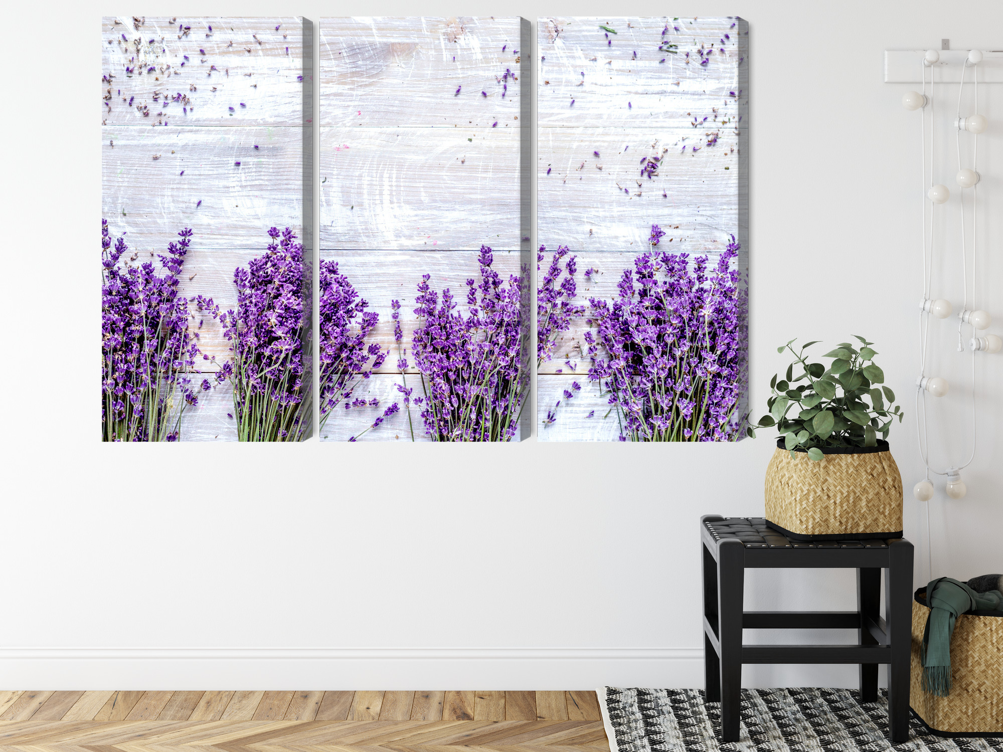 Triptych canvas print lavender on light wood - Image 7