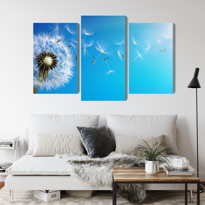 Triptych canvas print dandelion on blue background - Image 3