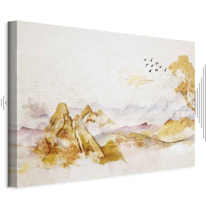 Canvas Print Golden Landscape in an Oriental Style