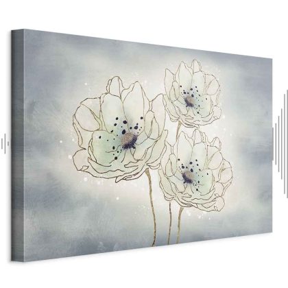Canvas Print Subtle Flowers on a Blue Background